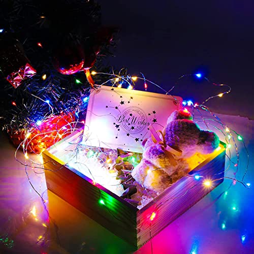 12 PCS Fairy String Lights, 20 LEDs Copper Wire Lights Battery Operated, 6.5Ft/2M Micro Lighting Firefly Light for DIY Christmas Holiday Wedding Party Birthday Indoor Outdoor Decor Camping, MultiColor
