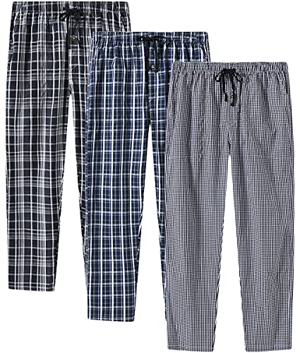 Consejos para Comprar Pantalones de pijama para Hombre que Puedes Comprar On-line. 43 MoFiz - Pantalones de pijama de algodón para hombre, ligeros, para dormir, con bolsillos, cordón, Paquete B-3, Large