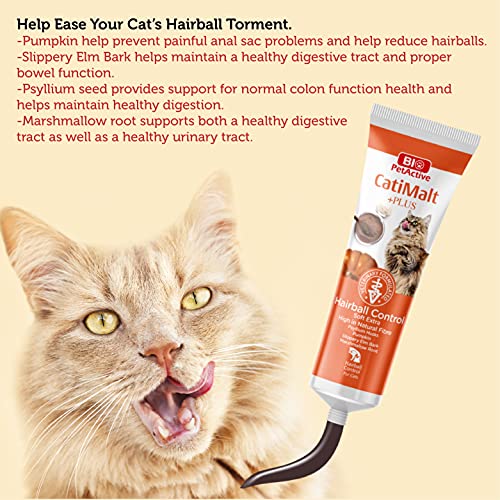 Image of Bio PetActive CatiMalt Plus Supplement for Cat Hairball Control Soft Extra High in Natural Fibre Helps to Reduce Hairball Problems & Health Development (Size-100ml)