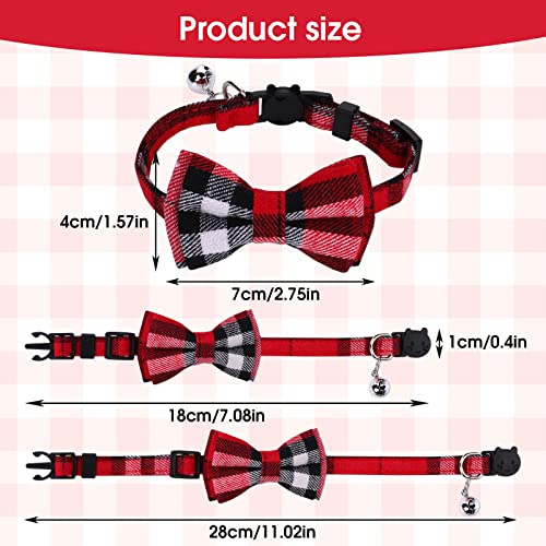 Giantree 4Pcs Cat Collars Bow Tie With Bell, Breakaway Kitten Collar For Cats Cute Plaid Design Adjustable Pet Collars 7-12Inch For Kitten Cats And Small Dogs #TOP3