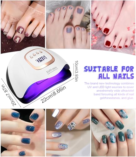 Zawaer Uv Lampe Für Gelnägel, 380W Led Lampe Nägel für Gelpolitur Mit Digitalanzeige, Automatischem Sensor, 4 Timereinstellungen, 81 Lampenperlen, Nagellack Trocknergerät für Salon und Zuhause