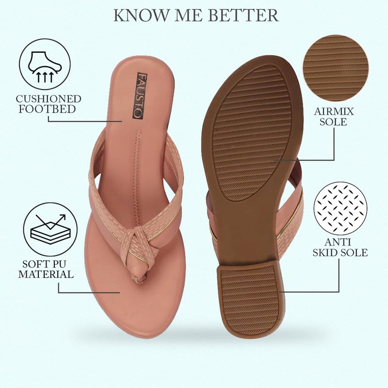 Image of FAUSTO Women's T-Strap Thong Slip On Flats Slippers