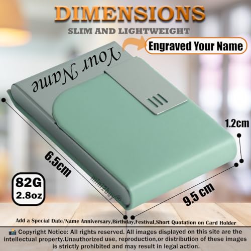 Image of Mini2buy Customized Name Engraved Card Holder for Credit, Debit, ATM, and Business Visiting Cards from Premium Stainless Steel Size Ideal for Personal use or Corporate Gifting (Green)