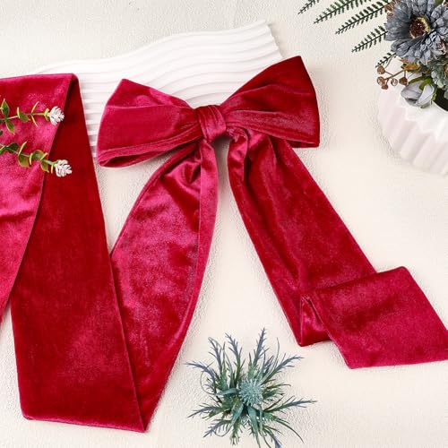 CRASPIRE Women Velvet Sash Belt Fuchsia Wedding Belt Tie Long Dress Sash Waist Bridal Neck Scarf for Prom Party Special Occasion Dress Bridal 99 x 3.9 inch Mother's Day Gift3