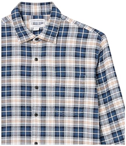 Image of Amazon Essentials Men's Regular Fit Long-Sleeve Flannel Shirt, Soft Brushed Cotton, Lightweight yet Warm