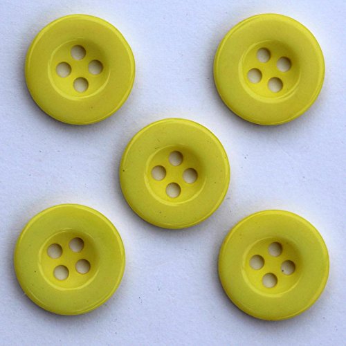 Boutons Unis avec 4 Trous en Resine 15mm - Lot de 10 - Jaune Cover