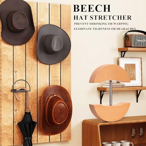 Image of Hat Stretcher for Fitted Hats, Cowboy Hat Stretchers for Men, Adjustable Extender Shaper, Heavy Duty of Hat Jack Enlarger