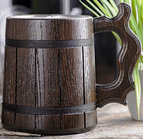 WoodWithMood MHW Mizutsune Beer Mug MHW Wooden Beer Stein 17oz Tankard Gamer Mug Gift for Him Boyfriend Personalized Anniversary Christmas Birthday Gifts For Gamer Husband Beer Steins K634