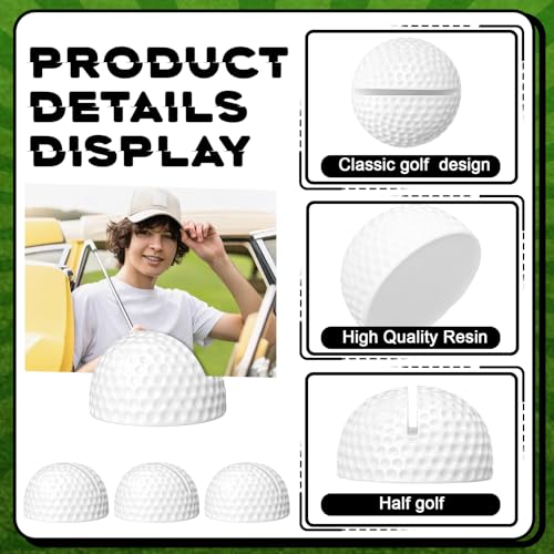Image of Leinuosen 24 Pcs Resin Golf Base Centerpieces Place Card Holder Half Golf Ball Shaped Table Number Holder Name Place Photo Stand for Office Menu Events Wedding Party
