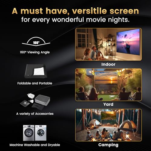 Iolieo 120 Inch Projector Screen 2024 Upgraded- Black Backing thumb #3
