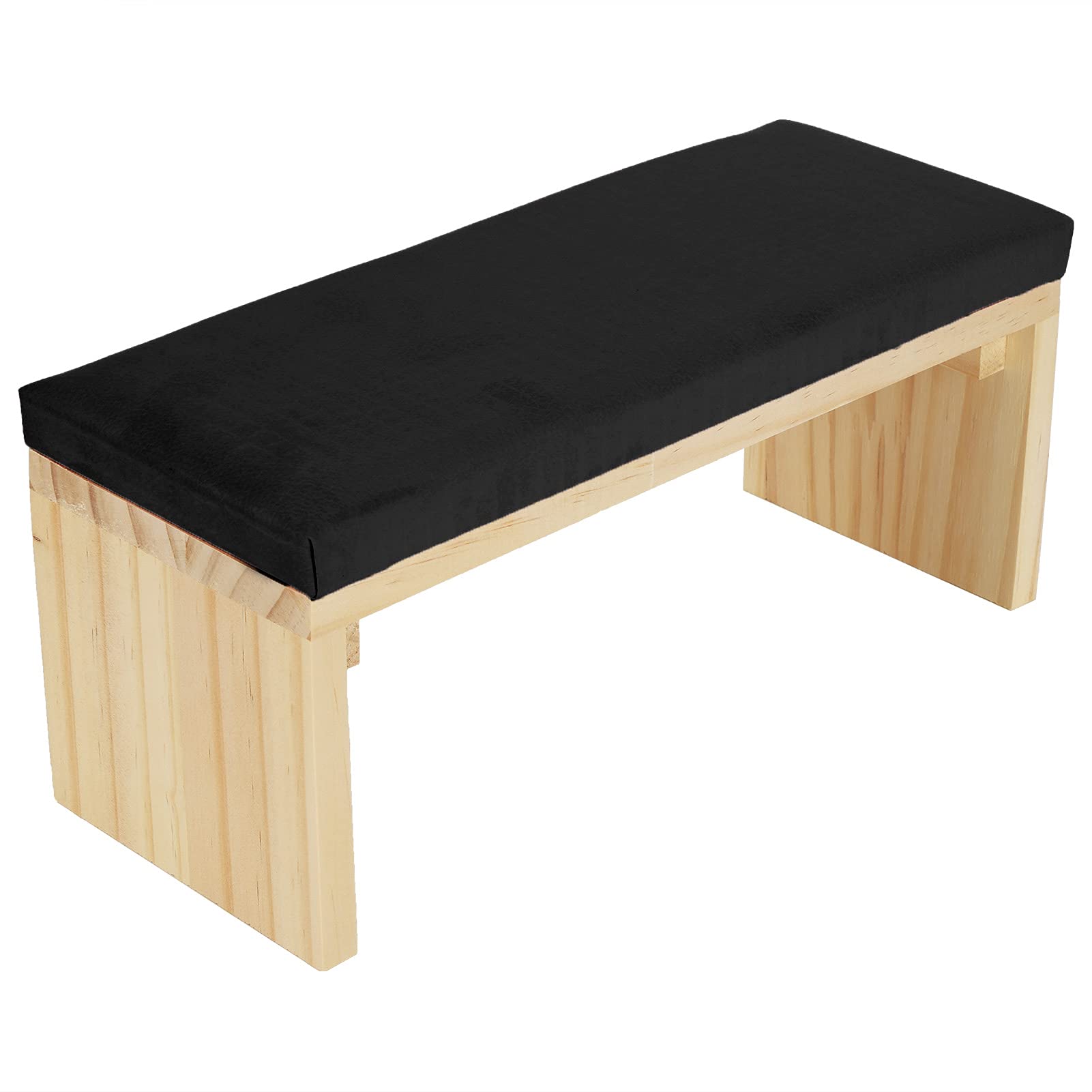 Jauarta Nail Art Hand Pillow Mat, Soft PU Leather Wooden Stand Arm Rest Cushion for Nail Salon (Black)