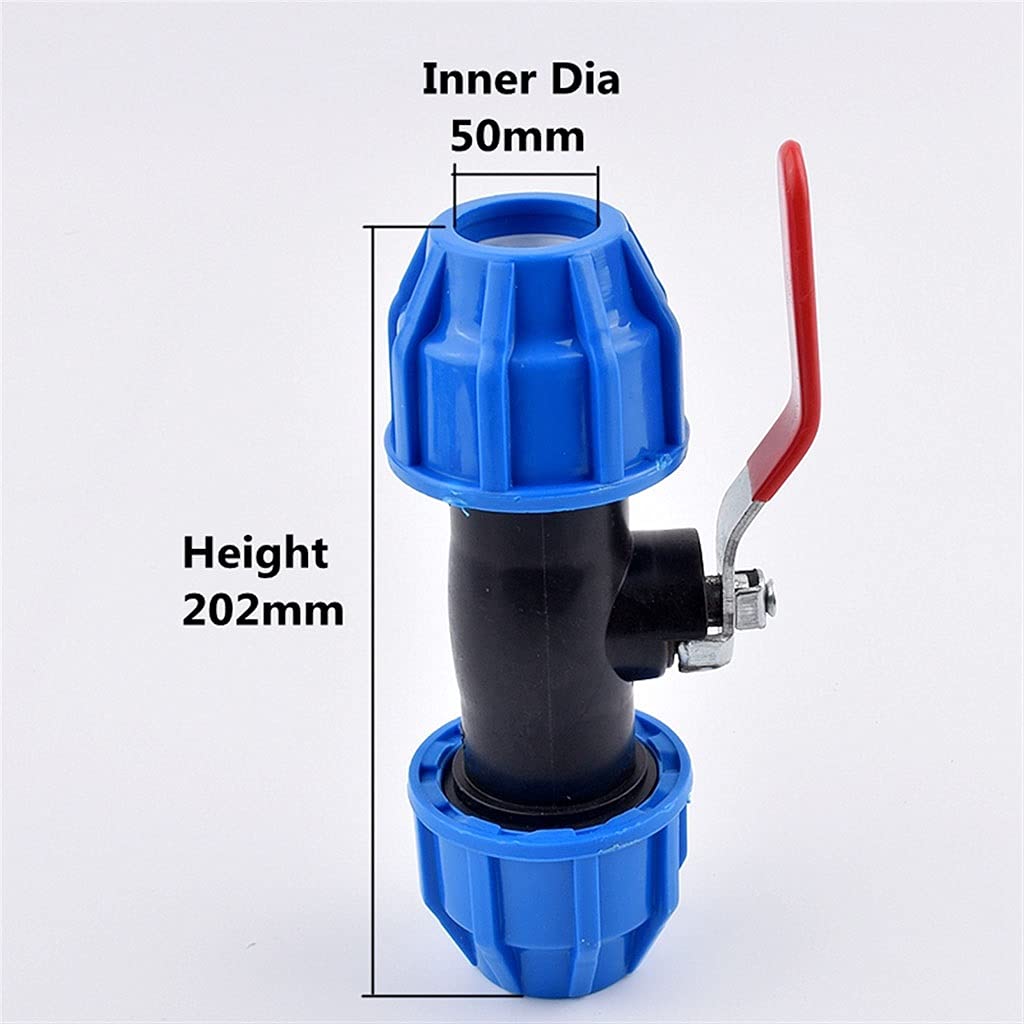 Válvula de bola de PVC, Pelota Conector rápido de unión PVC, accesorios for tuberías agua, menos núcleo, GardenAgri, 20-50mm, azul(50mm)