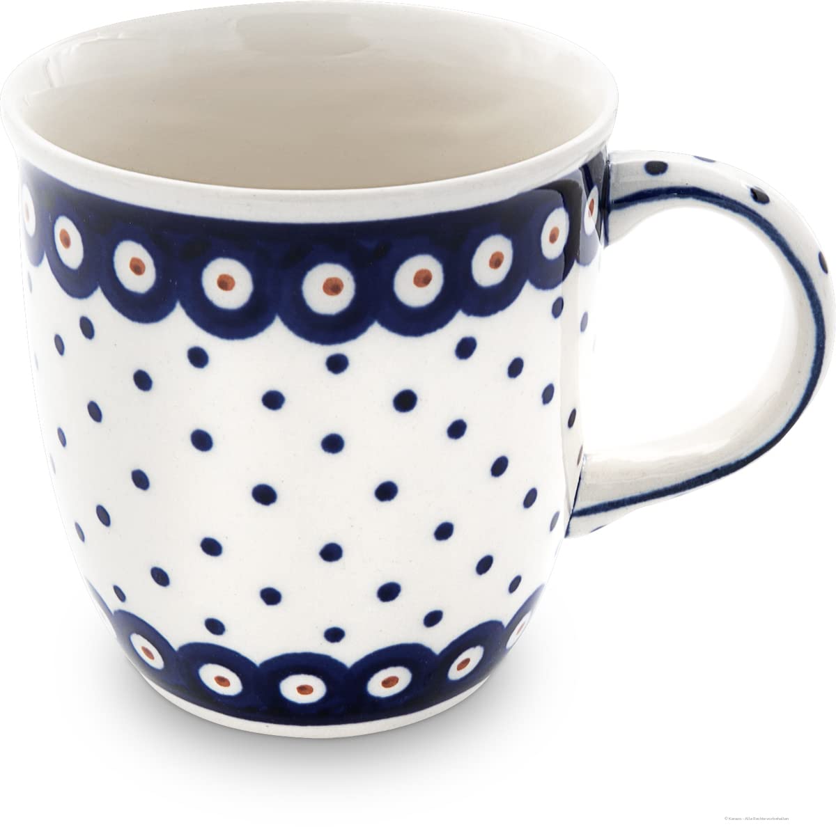 Polish Pottery Boleslawiec Mug, Curvy, 0.35L in SPOTS pattern