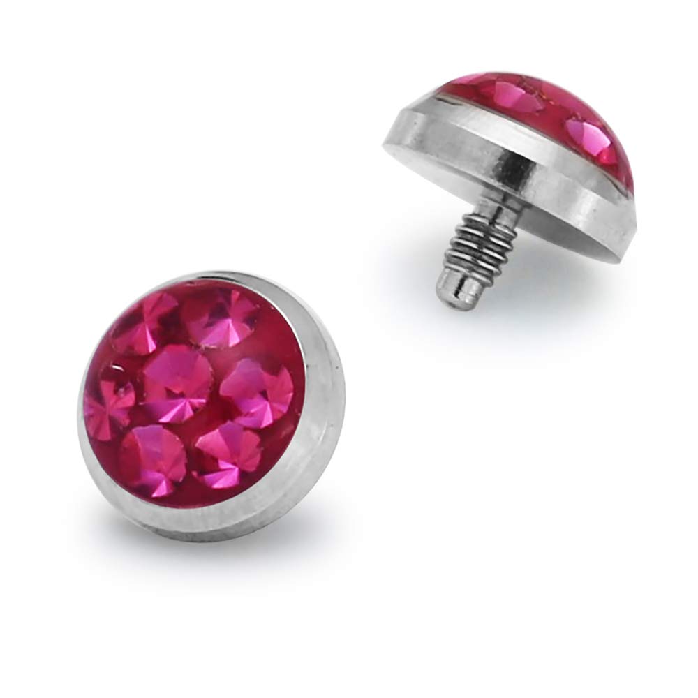 Dermal Anchors Crystal Stone Surgical Steel Tops Body Jewelry