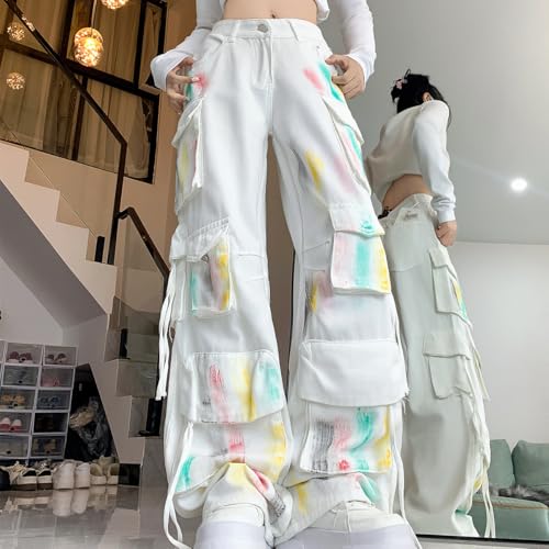 Fashion Y2K High Waist Straight Leg Jeans for Women Casual Tie Dye Baggy Denim Pants with Pocket3
