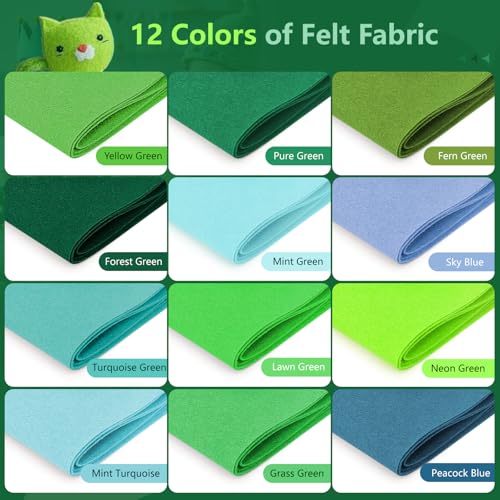 Image of 12 Rolls 8 inchx35 inch Large Stiff Felt Sheets, 1mm Felt Fabric Sheet for Crafts
