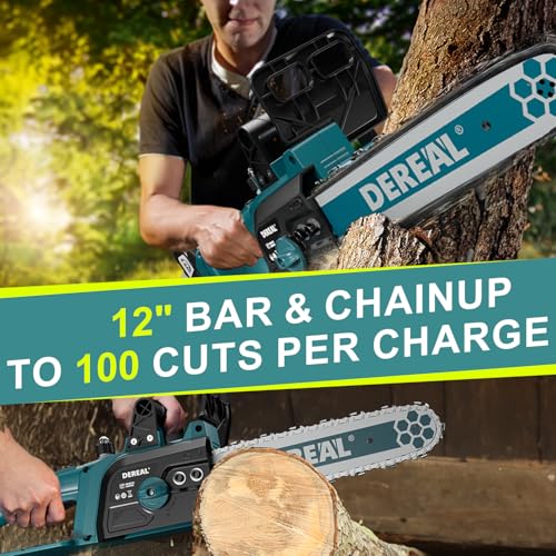 Odogym Brushless 12-Inch Electric Chainsaw Cordless, 2 × 4.0Ah Batteries Powered Chain Saw thumb #5