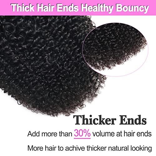 Kinky Curly Clip in Hair Extensions Human Hair 14 Inch 3C 4A Kinky Curly Hair Extensions Clip Ins for Black Women Double Weft Real Brazilian Remy Human Hair 7 Pcs with 24 Clips,Natural Black