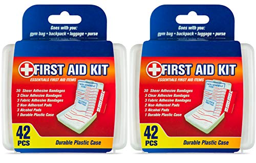 DecorRack First Aid Kit, Small Travel Size Kit, First Aid Patch with 42 Items, Durable Plastic Box Perfect for Car, Home, Boat, or Camping, (84 Pieces)