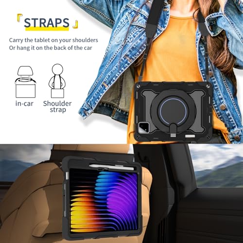 Coque Xiaomi Pad 7 Pro antichoc avec support rotatif 360 et bandoulière
