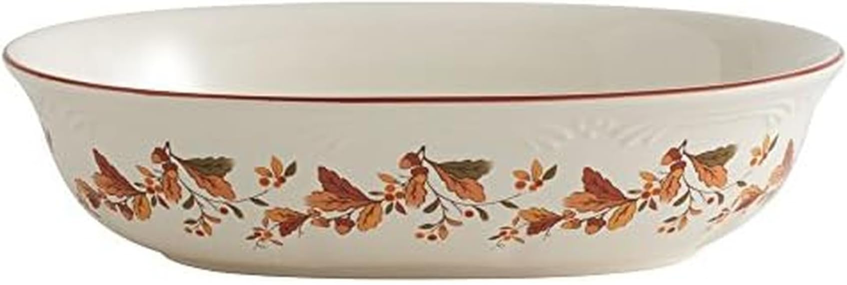 Autumn Berry Oval Vegetable Bowl, white, 11 inches
