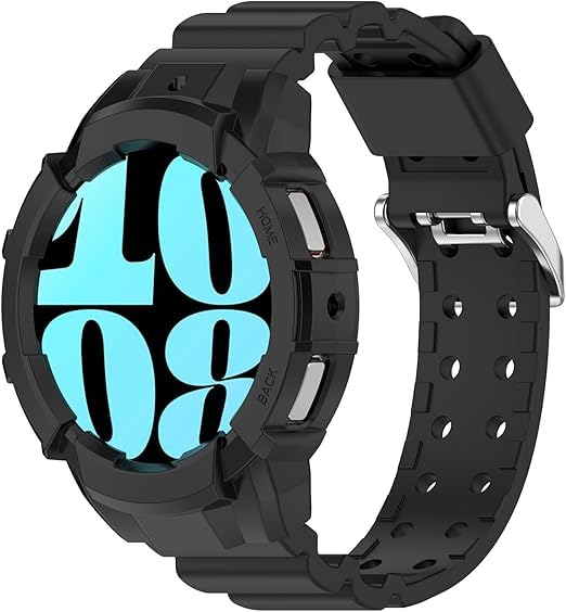 Funda con correa de reloj compatible con Samsung Galaxy Watch 7 de 44 mm, protector antiarañazos, funda resistente con correa ajustable para Galaxy Watch 7 de 44 mm