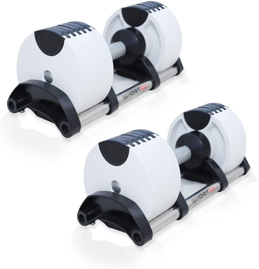 Sporteq Adjustable Dumbbell Set - 2 x 32kg Weight Dumbbells - Premium Exercise Equipment for Fitness - Rotatory Adjustment, Anti-Slip Handle, Scratch Resistant