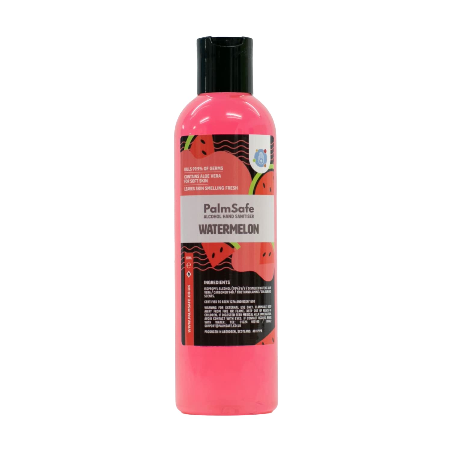 Palm Safe Watermelon Alcohol Hand Sanitiser 250 ml Disc Top Bottle