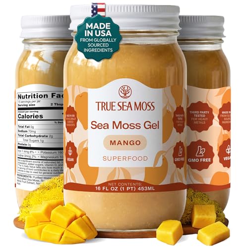 True Sea Moss – Sea Moss Gel – Mango, Pack of 1 (Labels may Vary)