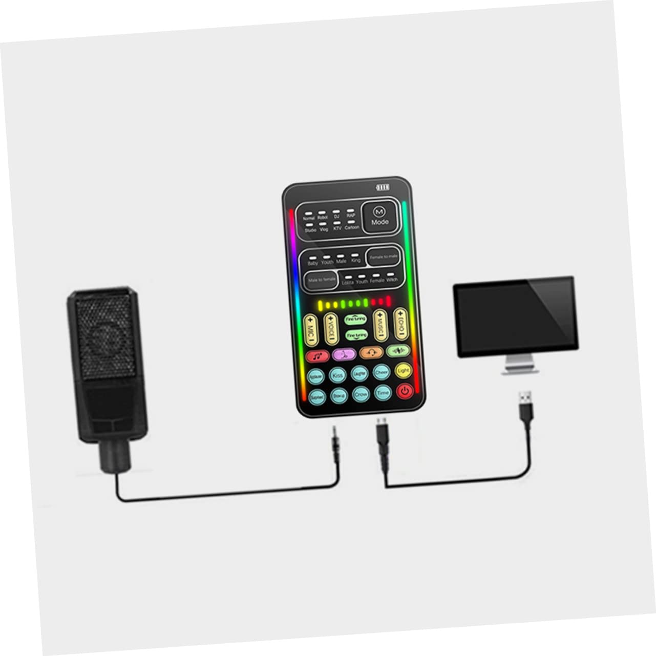 Operitacx Scheda Audio Mini Cambia Voce Multifunzionale per PC e Cellulare, Dispositivo Portatile 8 Effetti Sonori, Mixer Audio per Streaming, Videochiamate e Intrattenimento per Ragazzo