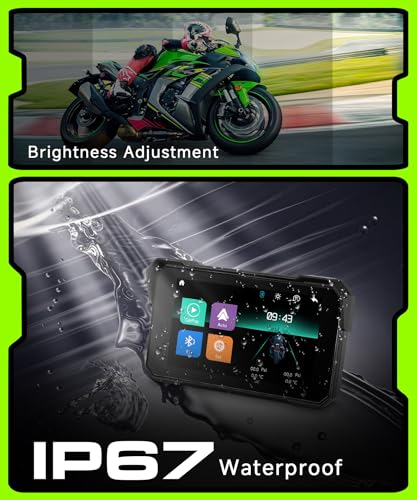 Image of Motorcycle CarPlay Screen 5 inch Portable Wireless Carplay Android Auto for Motorbike Waterproof Touchscreen, Supports GPS Navigation, Bluetooth, IP68 Waterproof for Motorbike