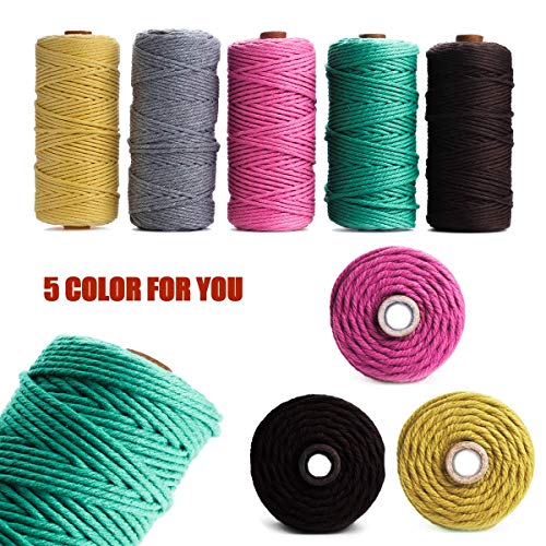 Hapyly Macrame Cord Natual Macrame Cotton Cord Diy Craft Cord Spool Twine Rustic String Cotton Rope For Wall Hanging,Plant Hangers,Crafts,Knitting,Decorative Projects 3Mm X100M (Gray) #TOP5