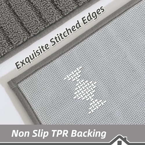 BEQHAUSE-Kitchen-Rugs-Washable-Kitchen-Mats-for-Floor Non-Slip Kitchen Mat Absorbent Kitchen Floor Mat with TPR Non Skid Backing,Grey,20”x30” by BEQHAUSE - Image 3