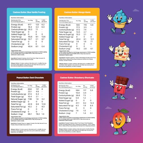 Image of Asmita Organic Farms (Kids Edition) Nutty By Nature Tasting Box 400g | Healthy Nut Spread for Kids | No Refined Sugar, No Palm Oil, No Preservatives | 4 Yummy Flavours | 100g Each Jar