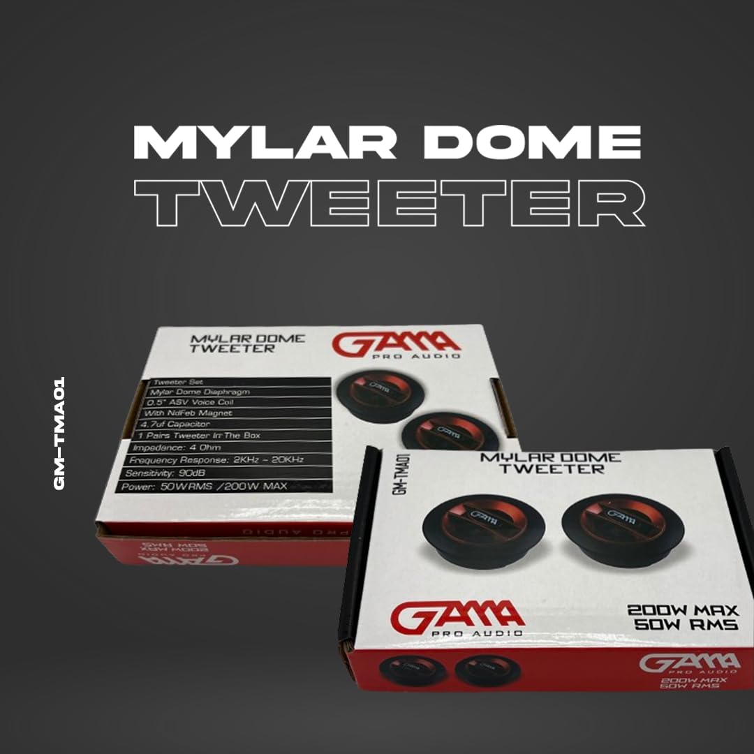 Paquete de 2 altavoces de agudos de mylar domo de 200 vatios máximo Pei Dome con imán de ferrita con bobinas de voz dobles de 4 ohmios, amplificador integrado, color negro