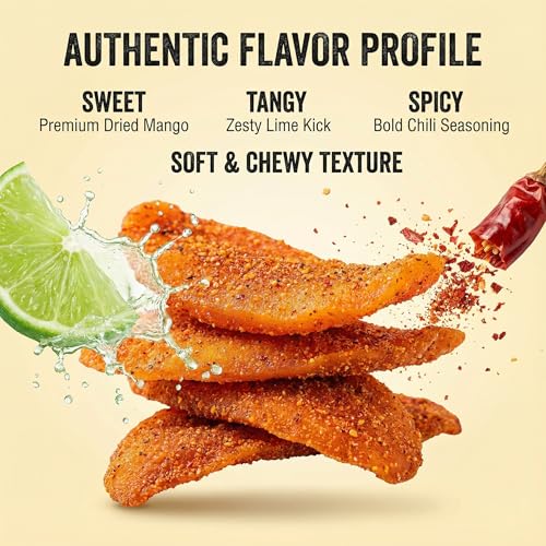 Amazing Chiles & Spices Chili Lime Dried Mango Slices, 1 lb. Bag, Sweet, Tangy, and Spicy, Authentic Mexican Style Dry Fruit, Fresh and Natural