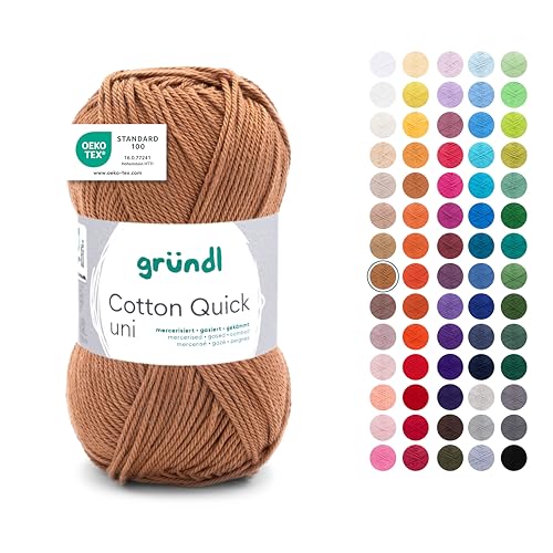 Gründl Laine Cotton Quick uni - laine fine pour crocheter - fil à tricoter – fil à crocheter – brillant et doux pour la peau – 100% coton – 1 pelote 50 g /...