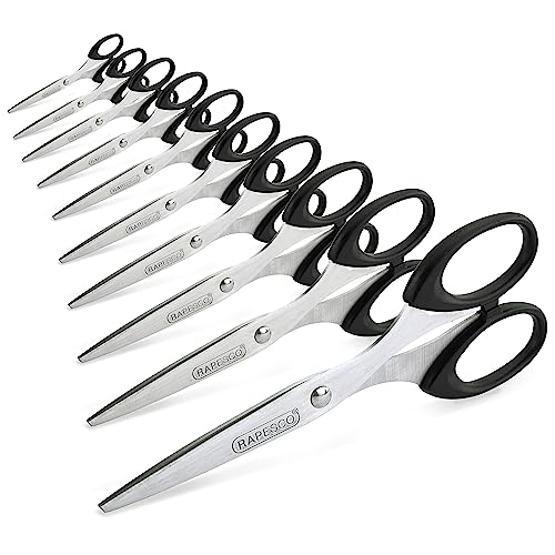Rapesco 1579 Confección Business: 10 Tijeras de Acero Inoxidable de 16 cm, Negro