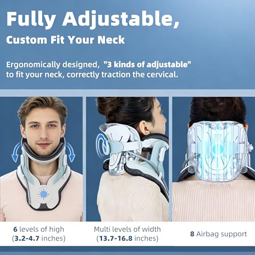 Image of Tianfucen Cervical Traction Device for Pain Relief with Electric Air Pump | Adjustable Neck Stretcher for Home Use, Lightweight Neck Traction Device, FSA-HSA Eligible