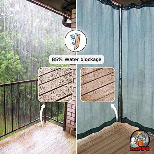 Image of HIPPO 150 GSM Outdoor Sun Blocking Balcony Eyelet /Grommet Curtains Sun & UV Protection, Light Filtering 3FTX4.5FT Window Curtain (Cool-Blue)