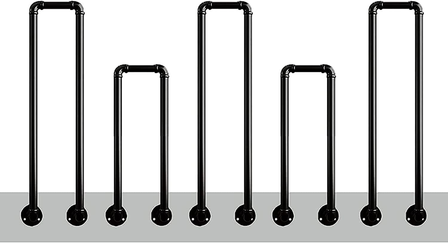 FKXSXAZ Side Mounted U-Shaped Staircase Handrails,industrial Retro Wrought Iron Safety Stair Railing,45-100cm Indoor & Outdoor Decorative Grab Bars Hand Rail(Size:55cm/21.7in)