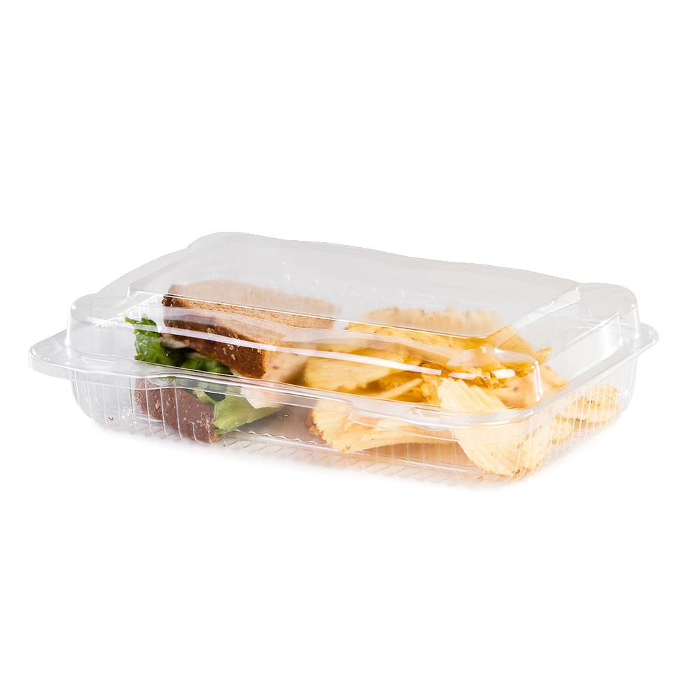 Detroit Forming LBH-667 Clear OPS Plastic Hinged Locking Lid Food Container, 8 x 5 x 2.25 Inches | 350/Case