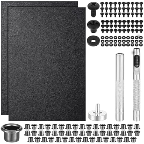 Lanties 145 Pcs DIY Holster Kit Include Eyelet Hand Setter & Eyelet Combo Kit Thermoform Sheet Cross Recessed Screw Head Open Slotted Fastener Rubber Washer for Making Cosplay Knife Sheath Keel Guard Cover