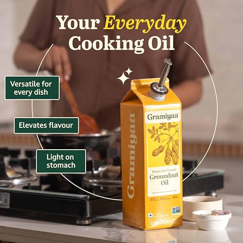 Image of Gramiyaa Cold Pressed Groundnut Oil 5 Litre | Traditionally Extracted | Chemical-free, Zero Trans-fat Cooking Oil | Unrefined Oil | Kachi Ghani Peanut oil for Cooking