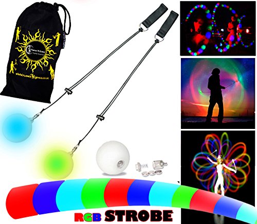 PRO Bolas Lumineuses (STROBE) Stroboscopique Rapide - Flames N Games jongler LED Poi Bolas Swing Lumineux + Sac de voyage!