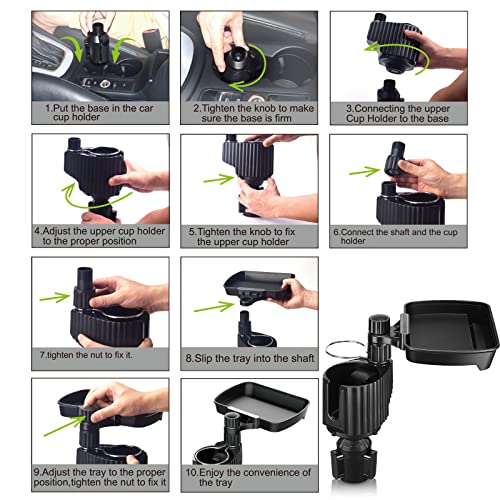 3 In 1 Car Cup Holder Expander Adapter (Adjustable) With Tray This Hill 360° Rotation Tray Cup Holder Expander For Car Fits Less Than 3.74" Bottles & Big Drinks, Mugs [2022 Upgraded 2Nd Generation] #TOP5