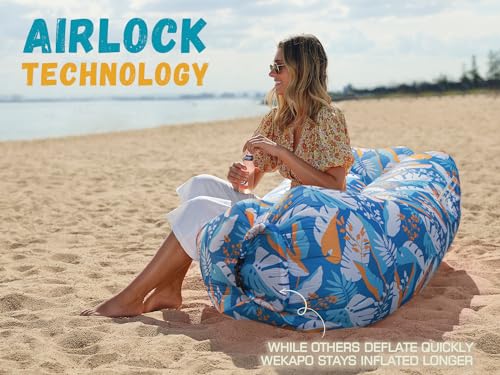 Image of WEKAPO Inflatable Sun Lounger, Air Sofa, Hammock, Portable, Waterproof and Leak-Proof, Ideal for Backyard, Beach, Travel, Camping, Picnics and Music Festivals