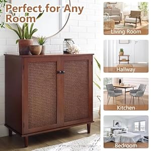 Sideboardbuffetcabinetrattanstoragecabinetaccentcabinetbohocredenzasbuffettableconsolecoffeebarcabinetwith2doorforhallwayentrywaydiningroomlivingroomwalnut Urban Country Home Decor Sideboard buffet cabinet rattan storage cabinet accent cabinet boho credenzas buffet table console coffee bar cabinet with 2 door for hallway entryway dining room living room walnut urban country home decor