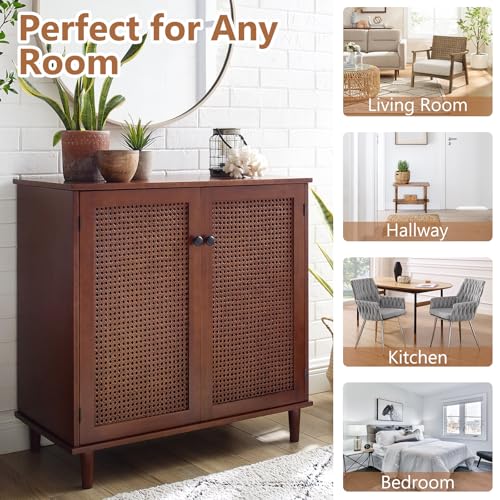 Sideboardbuffetcabinetrattanstoragecabinetaccentcabinetbohocredenzasbuffettableconsolecoffeebarcabinetwith2doorforhallwayentrywaydiningroomlivingroomwalnut Urban Country Home Decor Sideboard buffet cabinet rattan storage cabinet accent cabinet boho credenzas buffet table console coffee bar cabinet with 2 door for hallway entryway dining room living room walnut urban country home decor