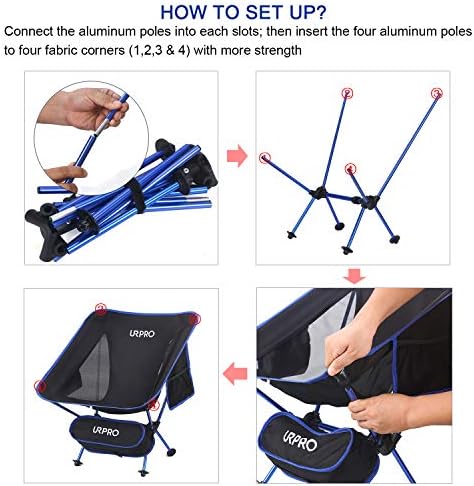 URPRO Outdoor Ultralight Portable Folding Chairs with Carry Bag Heavy Duty 145kgs Capacity Collapsible Chair Camping Folding Chairs Beach Chairs